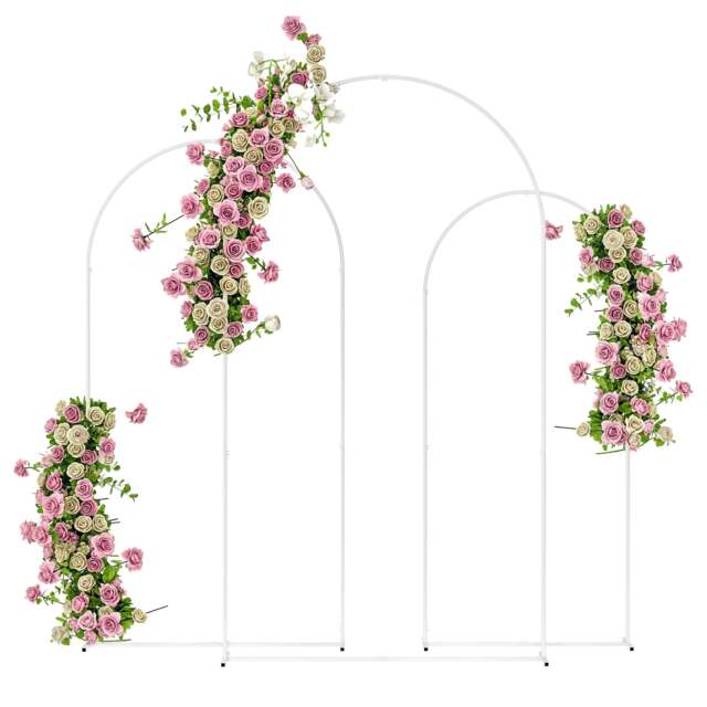 Outsunny Wedding Arch Frame Set, 2.2, 2, 1.8 m Arch Backdrop Stand White White White Large: 120x40x220 cm Medium: 100x40x200 cm Small: 80x40x180 cm