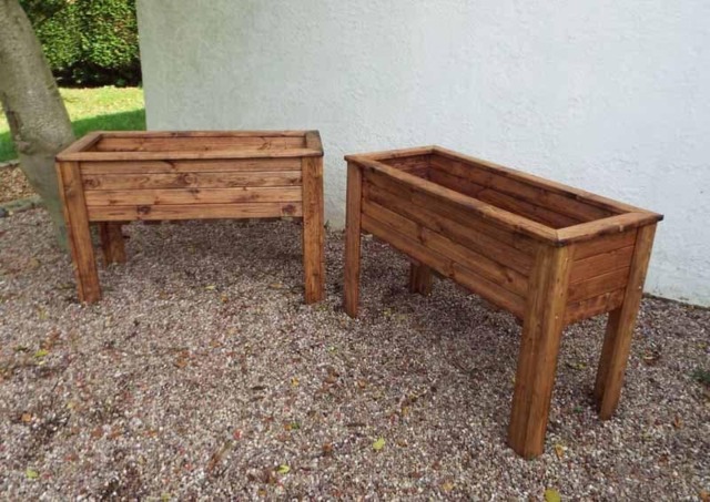 Wiltshire (Raised) 2pc Large Trough Set - W109 x D41 x H72 - Minimal Assembly Required Brown