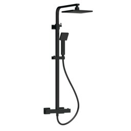 Balterley Empire Square Thermostatic Shower Kit with Fixed Head and Adjustable Handset Black Matt Black 1