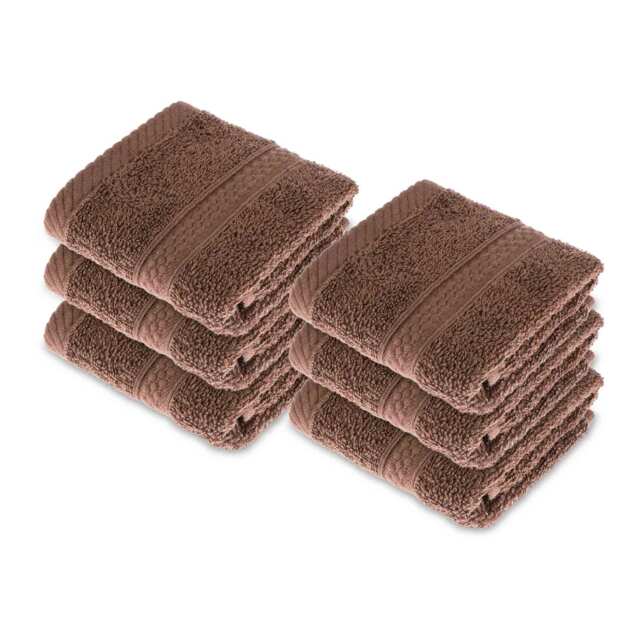 Homescapes Turkish Cotton Chocolate Face Cloth - Set of 6