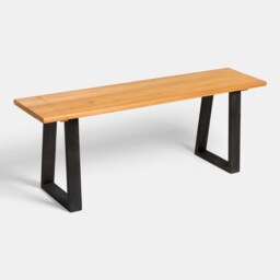 OHS 3 Seater Wood Garden Bench Backless Outdoor Patio Rustic Chair Seat Brown Natural/Black