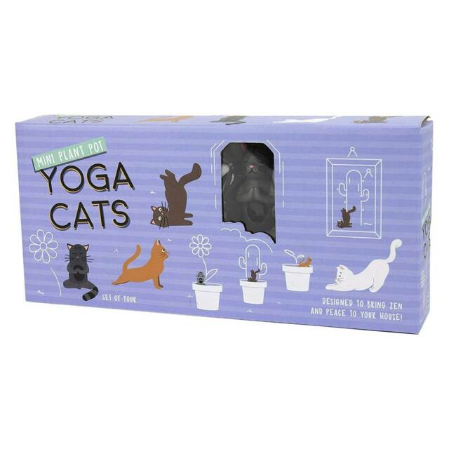 Gift Republic Mini Plant Pot Markers Yoga Cats
