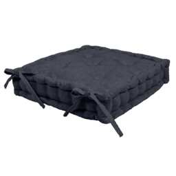 Harbour Housewares Deluxe Square Seat Pad - 40 x 40cm - Black
