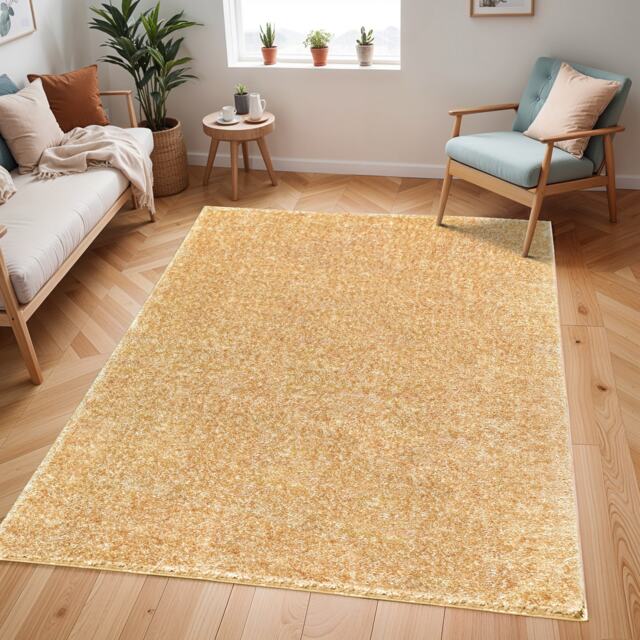 LIVABLISS Cloudy Shaggy-Solid Color Plush Soft Pile Rug 140 x 200 cm Yellow