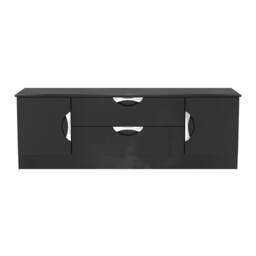 Holborn 2 Door 2 Drawer Wide TV Unit in Black Gloss & Black (Ready Assembled) Black Black Gloss & Black