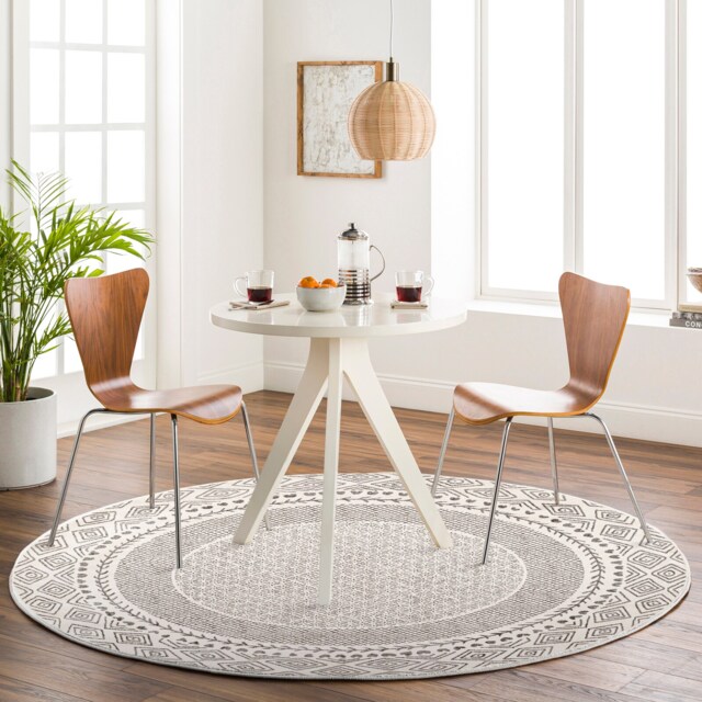 LIVABLISS Bahar-Geometric Global Round Rug Ø200 cm Grey Beige