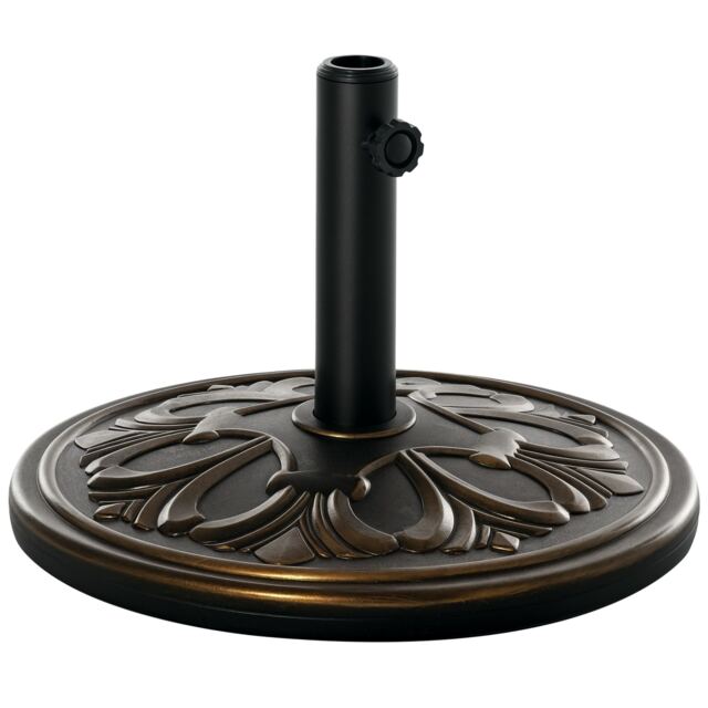 Outsunny 13KG Round Parasol Base Heavy Duty Cement Stand Umbrella Holder Bronze Bronze Bronze Tone