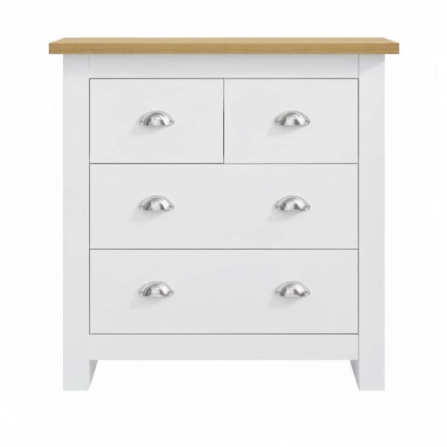 4-Drawer Chest for Bedroom Light Wood Top White Dresser Storage Cabinet