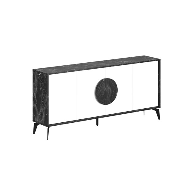 Decortie Gora Large Sideboard 180cm Matte Black Marble Effect