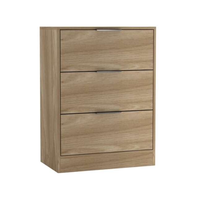 Chest of 3 Drawers Compact Storage Bedside Cabinet Bedroom Furniture Multi Oak 60cm 1