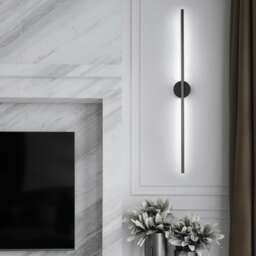 Living and Home Hardwired Minimalistic Linear LED Wall Sconce with Cool Light, Black, 60cm Black 60cm 1