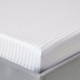 Homescapes White Egyptian Cotton Satin Stripe Fitted Sheet 330 TC, Single White Single