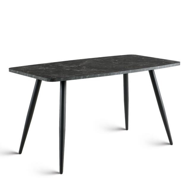 SONARA 140cm Rectangular Dining Table with Dark Walnut Top and Round Tube Metal Legs