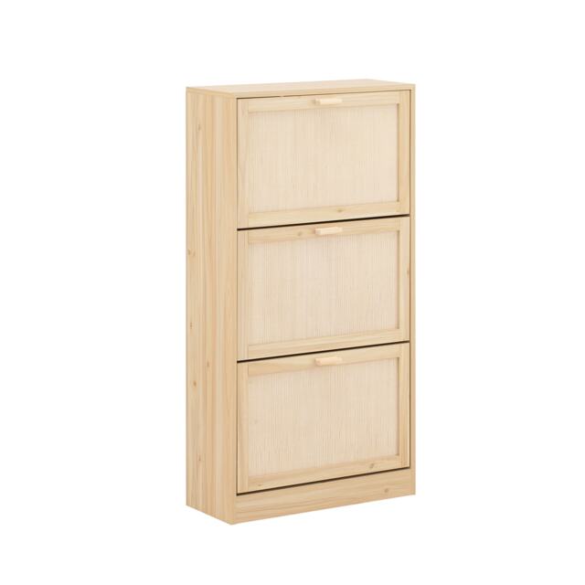 SoBuy FSR159-N,3 Flip-Drawer Shoe Cabinet Brown Wood 1