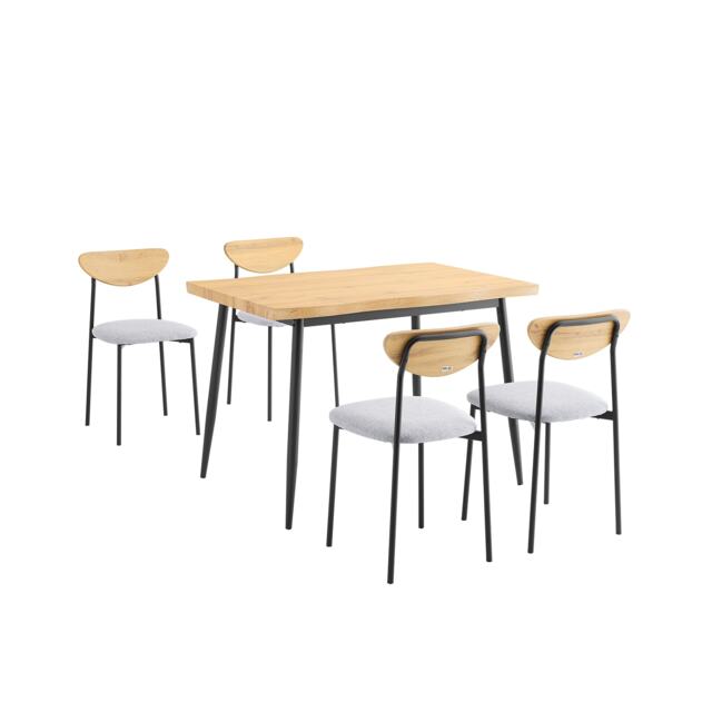 SoBuy 5-Piece Dining Table Set with 4 Comfortable Chairs, Light Oak & Gray, 43.3x27.6x29.9 in, 24 kg - OGT52-N