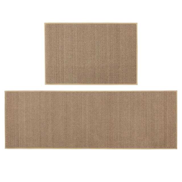 JVL Antarra Machine Washable Entrance Doormat and Runner Set - Beige