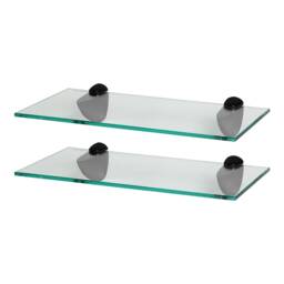 Harbour Housewares Floating Glass Shelf - 40cm - Metallic Brackets - Bathroom Shower Storage Vanity Display Unit Shelf Black Black 2