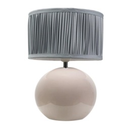ValueLights Bosco Stone Ceramic Table Lamp Pleat Blue Shade and Bulb