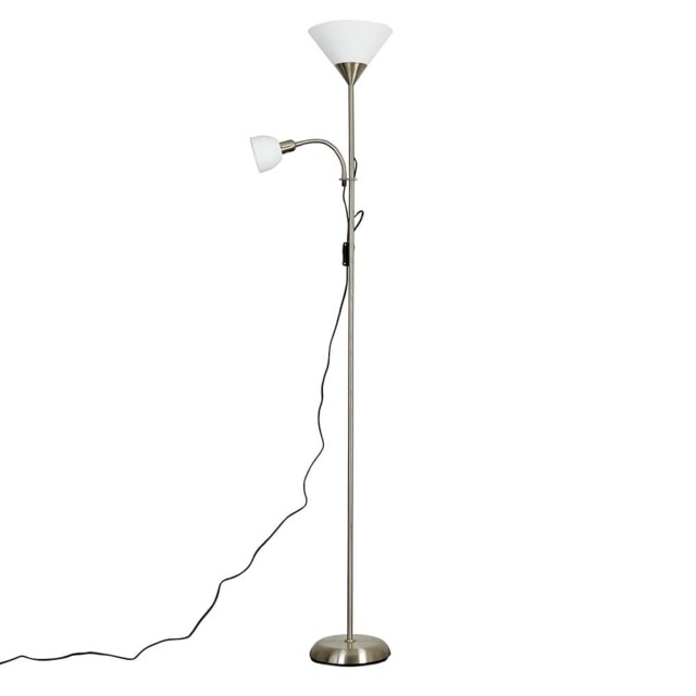 ValueLights Mozz Brushed Chrome Mother and Child Floor Lamp and Bulbs