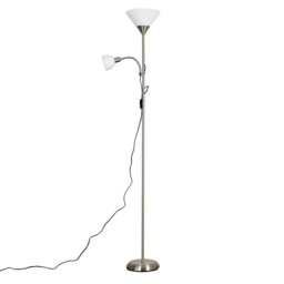 ValueLights Mozz Brushed Chrome Mother and Child Floor Lamp and Bulbs