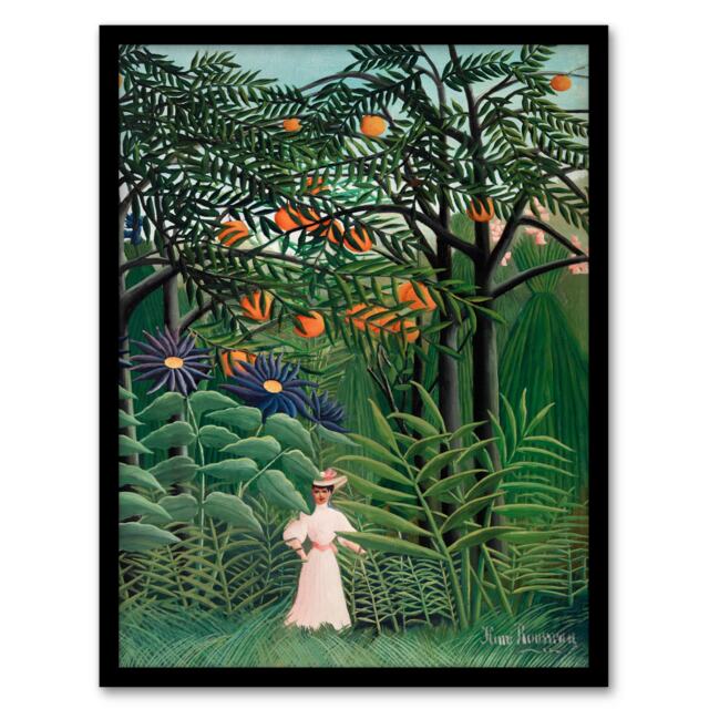 Henri Rousseau Framed Wall Art Woman Walking in an Exotic Forest Home Décor