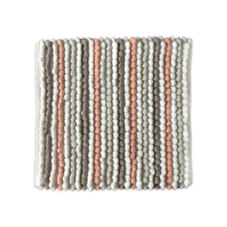 Striped Chunky Bobble Shower Mat, Square Bath Mat - Blush