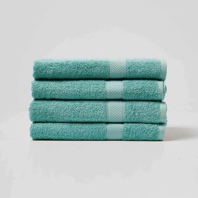 Homescapes Turkish Cotton Bath Towel Set of 4 - Sea Green Green Bath towel 4