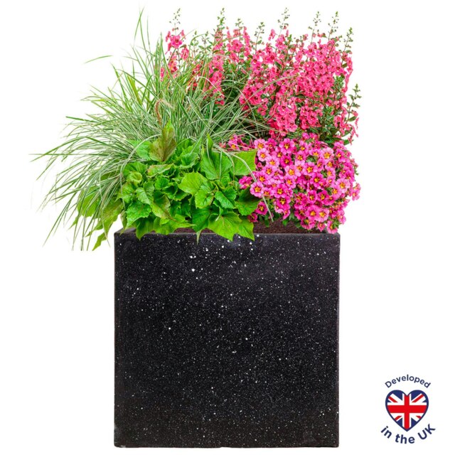 Square Box Black Terazzo Light Concrete Garden Planter H30 L30 W30 cm, 28 ltrs Cap.