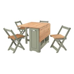 Santos Butterfly Indoor Dining Set (Set of 4) - Green - Distressed Waxed Pine Brown 5