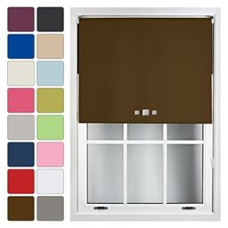 FURNISHED Blackout Roller Blinds with Triple Square Eyelets Cut to Size Easy Fit Window Shade Brown Brown (W) 90cm x (L) 210cm