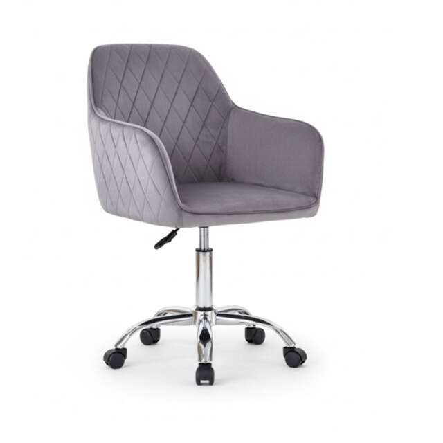 Office Chair grey velvet swivel with arms and wheels leisure home desk computer