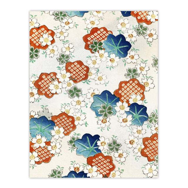 "Vintage Floral Flower Pattern Japanese Wall Art Print Bijutsukai 24x32"""