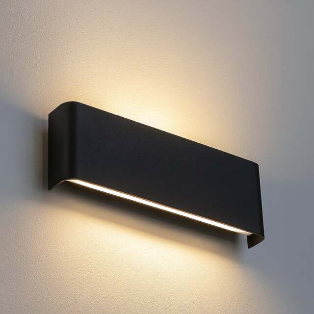 CGC Lighting ACE Black Up Down LED Wall Light 10W 4000K Black Black Height: 9 cm, Width: 31 cm, Diameter: 2.5 cm