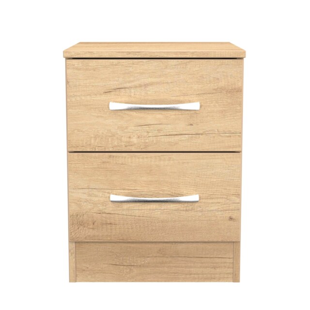 Hampshire 2 Drawer Compact Bedside Cabinet in Nebraska Oak (Ready Assembled) Brown Nebraska Oak