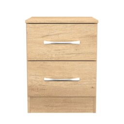 Hampshire 2 Drawer Compact Bedside Cabinet in Nebraska Oak (Ready Assembled) Brown Nebraska Oak