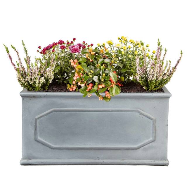 Window Box Faux Lead Chelsea Trough Light Stone Garden Planter W23 H23 L50 cm, 26 ltrs Cap.