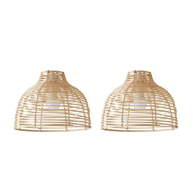 ValueLights Lobster Pair Wicker Rattan Cream Lamp Shades Cream
