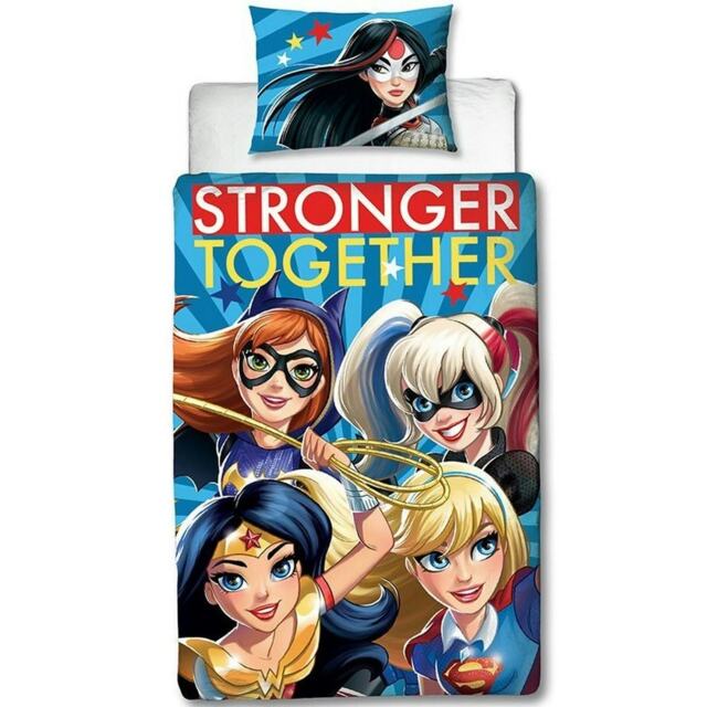 DC Super Hero Girls Stronger Together Duvet Cover Set - Blue - Single Blue Single