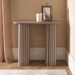 OHS Madison Console Table Ribbed Engineered Wood Entryway Display Desk Bronze Natural