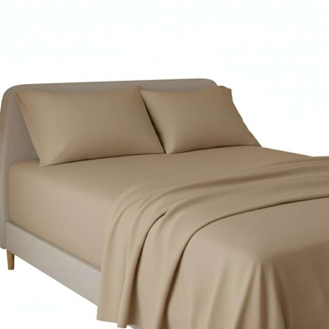 Flannelette Flat Sheet Soft Brushed Cotton Bedding for Warmth Comfort Brown Beige Single
