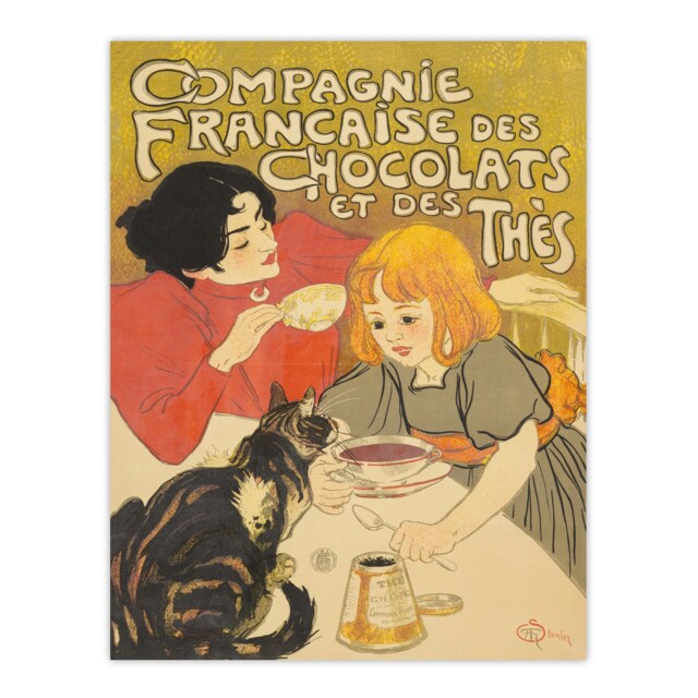 Chocolate And Tea French Vintage Advert Steinlen Huge Wall Art Print 18X24 In