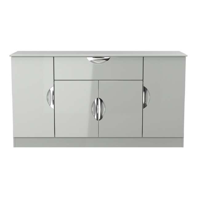 Holborn 4 Door 1 Drawer Wide Sideboard in Grey Gloss & Dusk Grey (Ready Assembled) Grey Grey Gloss & Dusk Grey