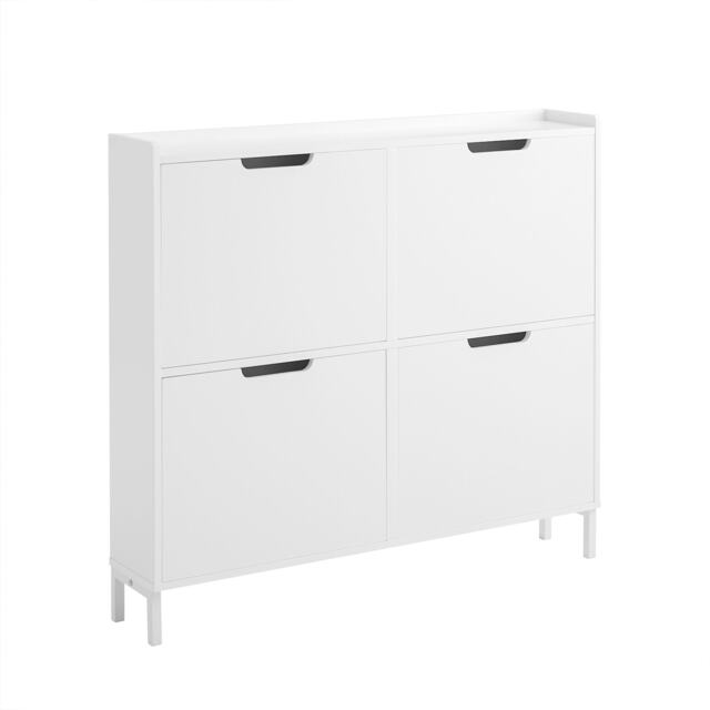 SoBuy FSR100-W,Narrow Shoe Rack Shoe Cabinet with 4 Flip Drawers