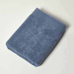 Homescapes Denim Blue Combed Egyptian Cotton Bath Towel 700 GSM Blue