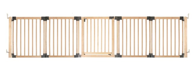 Safetots Wooden Multi Panel Room Divider, up to 336cm, Natural Wood, 76cm Tall, Flexible Room Divider for Baby and Toddler Cream Natural