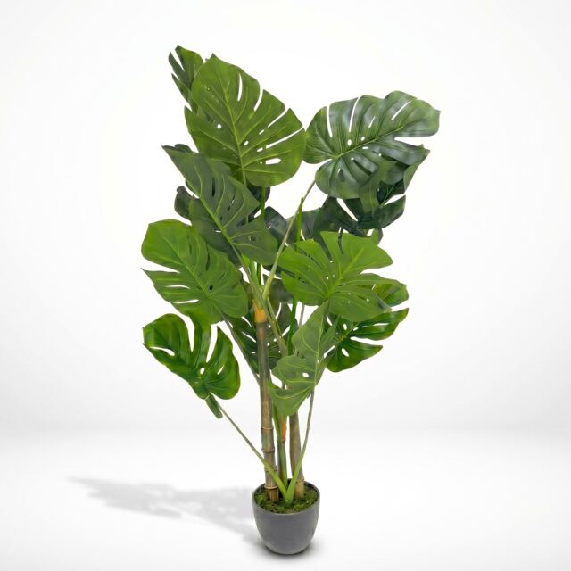Homescapes Artificial Monstera Tree, 100cm, Large Faux Swiss Cheese Plant