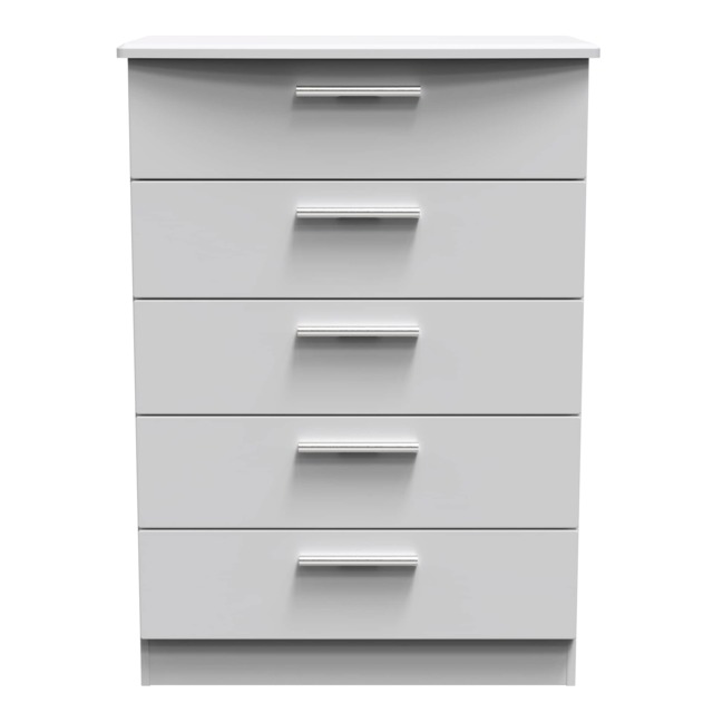 Windsor 5 Drawer Chest of Drawers in Grey Matt (Ready Assembled) Grey Grey Matt
