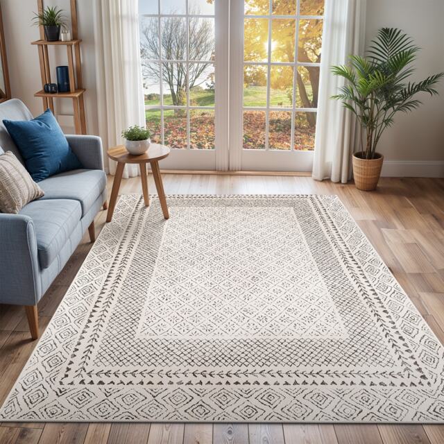 LIVABLISS Bahar-Geometric Global Rug 160 x 220 cm Grey Beige