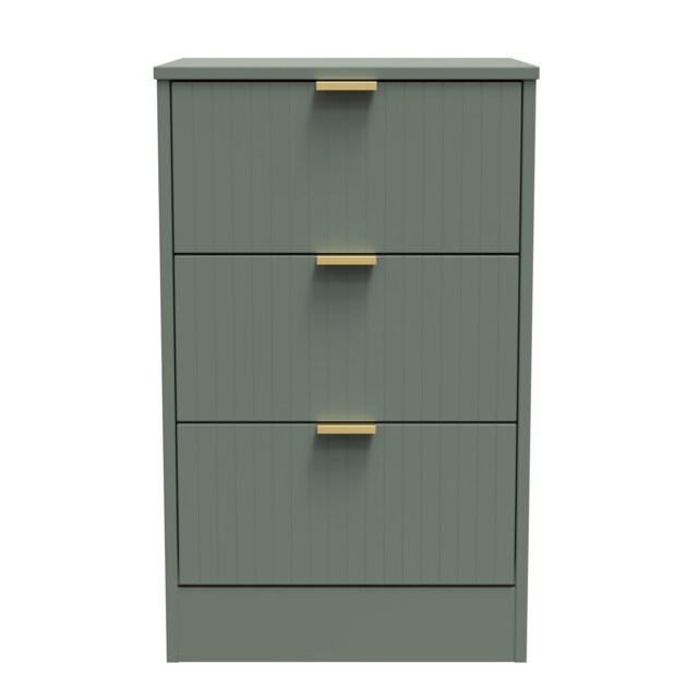 Denver 3 Drawer Bedside Cabinet in Reed Green (Ready Assembled) Green Reed Green