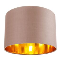 "Contemporary Taupe Cotton 12"" Table/Pendant Lamp Shade with Shiny Copper Inner Cream Taupe 1"